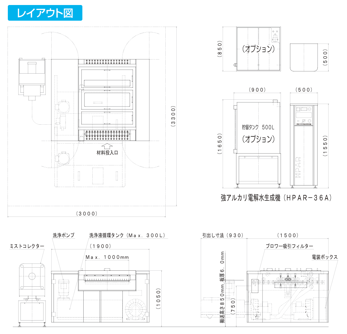 FW-1000の仕様　レイアウト図